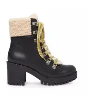 Steve Madden Bundle Up Platform Boots Size 10 Black Leather Faux Shearling NEW