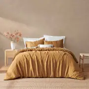 Natural Home Vintage Washed Hemp Linen Quilt Cover Set Rust - King Bed