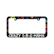 Baron-Jewelry Crazy Dog Mama with PAW Prints License Plate Frame UV Printed P...