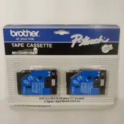 Brother P-Touch TC-10 2 Pack 1/2" Black On clear Laminated Tape Cassette Genuine