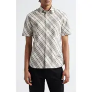 burberry Check Short Sleeve Cotton Poplin Button-Up Shirt in Cotton Ip Check at Nordstrom, Size Small