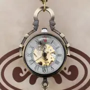 Transparent Hand-winding Mechanical Skeleton Roman Numberals Pocket Watch Gifts