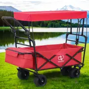 120kg Gardeon Garden Cart with Removable Canopy Red