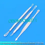 Comedone Blackhead Remover Extractor 3 Pcs Set Spot Blemish Acne Pimple Facial