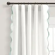Lush Decor Coastal Chic Scallop Edge Window Curtain Panel Pair, 52" W x 84" L, Blush & Off-White