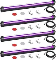 15W Black Light Bar 4 Pcs, 1.4ft USB Blacklight Bar, Black Light Strip Lights for Uranium Glass Display Fluorescent Tapestry Poster Glow Party Body Paint Room Decor, Portable Magnetic Blacklights Tube