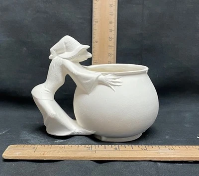 *Byron Ceramic Bisque Witch with Cauldron Cup Ready to Paint*