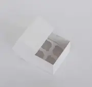 4 Mini Cupcake Boxes with Clear Window - Gloss White