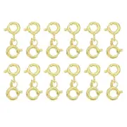 12 Pcs Double Spring Clasp, 6mm/0.24" 925 Silver Spring Ring Clasps, Gold Tone