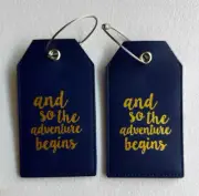 Casmonal Luggage Tags Adventure Full Back Cover w/Steel Loops Navy Blue Travel