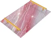 Fake Glitter Marble Grain Pink Decorative Breakfast Tray with Handles Flat Serving Tray for Jewelry Perfume for Dinner Serving Tabla para desayuno