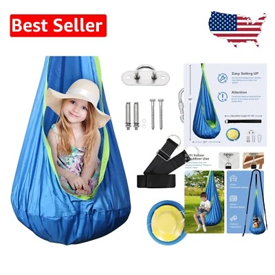 Kids Pod Swing Seat with Inflatable Pillow - Sensory Hammock Chair in Berry Blue