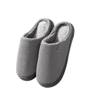 Women Men Winter Slipper Warm Plush Lined Anti-Slip Home Indoor Slippers Slides - Grey