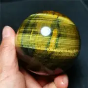 TOP 487G Natural Polished Tiger eye Crystal Sphere Ball Healing R633