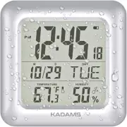 Bathroom Digital Clock - Shower Wall Clock Water Resistant Temperature & Humidit