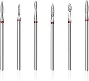 6Pcs Nail Drill Bits Flame Shaped Head, 3/32'' Cuticle Clean Nail Bit for Electric Nail File Machine, Suitable for Acrylic Manicure Pedicure Cuticle Gel Polishing, Nail Salon Supply