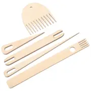 Wooden Braided Rod Set Knitting Needle Stoppers Weaving Shuttle Sticks