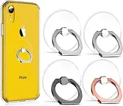 Phone Ring Transparent Cell Phone Ring Holder,360°Rotation Finger Ring Stand, Clear Cell Phone Kickstand Compatible with Most of Phones,Tablet and Case(2Silver+1Black+1Rose Gold)