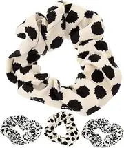 ADOCARN 4pcs Leopard Print Hair Scrunchies for Women Elastic Hair Ties Cute Decorative Ponytail Holders for Friends Family