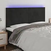 Bed Headboard LED, Beds Head Frame LED Headboard Black 200x5x118/128 cm Velvet