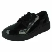 Girls Clarks Plain Jump Lace Up Brogue School Shoes