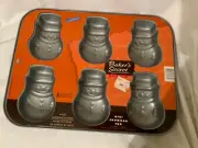 New Non Stick Baking Tray Frosty Happy Snowman Mini Cake Muffin Tin Baking Pan