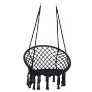 Unbranded Hammock Chairs 3.93' Outdoor Indoor Hanging Cotton Rope Swing Black