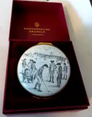 STAFFORDSHIRE ENAMELS HINGED TRINKET BOX "Royal Ancient Game of Golf " NIB