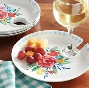 NEW Pioneer Woman Mingling Board Set ( 4-Appetizer Plates) Holds Wine Glass