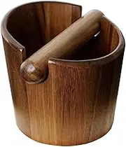 Qianly Espresso Knock Box Espresso Dump Bin Wood Multipurpose Coffee Grounds Bucket for Restaurant