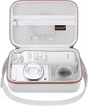 Canboc Carrying Camera Case for Sony ZV-1/ZV-1F/ZV-1 II Vlog Digital & Vlogger Accessory Kit Tripod, Travel Storage Bag with Strap, Mesh Pocket fit Cable, White