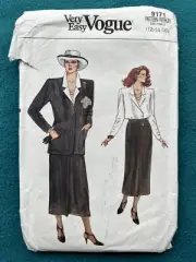 80s Vintage Vogue Pattern 9171 Jacket Skirt & Blouse Size 12-16 Uncut FF