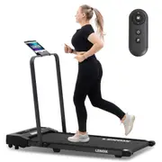 Lenoxx 2HP Walking Pad Treadmill w/ Remote, Foldable Handrail, and Tablet Holder