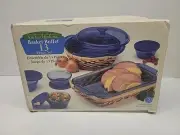 VTG NOS New Anchor Hocking Cobalt BLUE Basket Buffet 13 Pc Ovenware Server Set