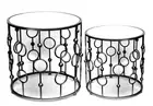 (Presale) Luxury Nested Mirrored Side Tables with metal black Bases 2-in-1