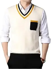 [Generic] Men Knit Tank Jumpers Pocket Basic Sweater Pullover Sleeveless Winter V Neck Vest