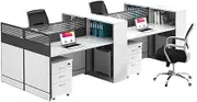 Office Staff Desk Office Clerk Combination Desk with 4 Booth Screens and Partitions