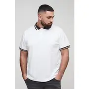 Mens White Plus Pique Slim Polo
