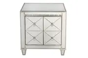 DA Bently Antiqued Mirrored Ribbed 2 Door Bedside Table