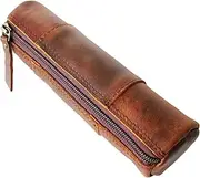 Genuine Leather Pencil Roll Case Pencil Pouch Pen Holder Organizer Brushes Ruler Stationary Gift for Students Artist Painter & Writer String Closure Vintage