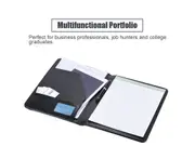 Multifunctional Business Portfolio Padfolio Folder Document Case Organizer A4 PU Leather with Business Card Holder Memo Note Pad