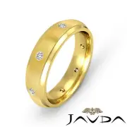 Round Bezel Diamond Mens Eternity Wedding Band Solid 14k Yellow Gold 0.16 Ctw