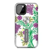For Iphone 11 Purple Series Uv Light Changing Protective Case With Ring Bracket(Grape Leaves)