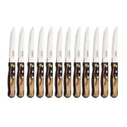 Tramontina Churrasco Steak Knife Round Tip Wide Blade Set 12