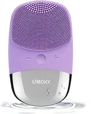 Facial Cleansing Brush, 3-in-1 Electric Silicone Face Scrubber, Vibrating Massager, IPX7 Waterproof, USB Rechargeble Pore Brush for Deep Cleanning, Blackhead Remover, Exfoliating (Purple)