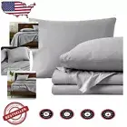 OEKO-TEX Certified King Sheet Set - Luxury Organic Cotton Percale, Light Grey