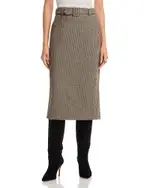 French Connection Houndstooth Belted Midi Skirt