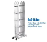 5.8m Aluminium Folding Ladder Step Extension Multi Purpose Platform
