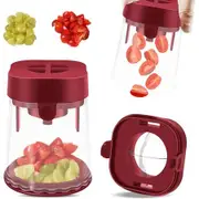 Extrusion Fruit Divider, Small Fruit Slicer, Strawberry Cutter, Quarter Fruit Slicer, Kitchen Accessories Cake Decoration Tool (Red)