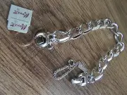 Vintage Monet Silver Tone Delta charm bracelet only-70's new with tag-7.5"